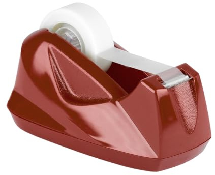 Acrimet Premium Desktop Klebebandabroller, Kunststoff, Rutschfeste Basis (Hochbelastbar) (Rot Farbe)