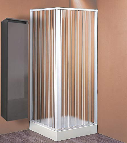 Forte BK102001 Nova Mampara de ducha esquinera de PVC, antical, reducible, resistente a los golpes y a los rayos UV, kit completo, 110 x 110 x 185 cm, color blanco, 80-110 X 80-110 Riducibile