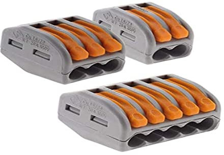 Wago - Lot de 30 bornes automatiques à cliquet S222 - 2/3/5 entrées - fils rigides et souples 4mm² max - Orange