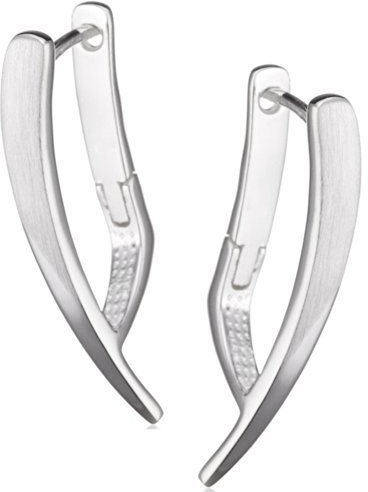 Vinani Damen Ohrringe 925 Silber - Klapp-Creolen Ohrring Set für Frauen aus 925 Sterling Silber abstrakt mattiert glänzend CQU