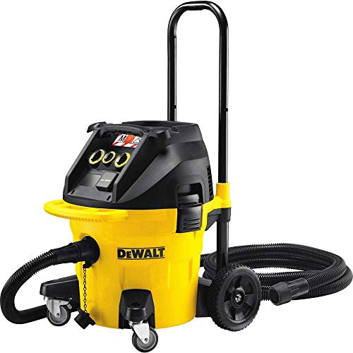 DEWALT - Aspirateur à Poussières 35L Classe M - DWV902M-QS - Aspirateur Chantier sans Sac avec Double Filtre, Manche Télescopique et Grandes Roues - Capacité du Réservoir 38l - 1400W
