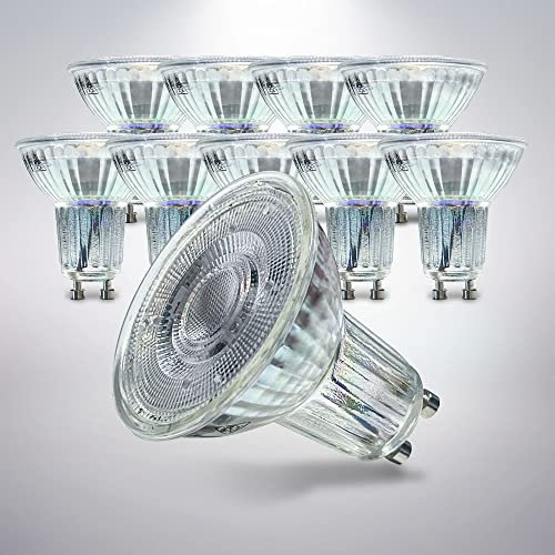 B.K.Licht - 10er Set LED Lampe GU10 mit warmweißer Lichtfarbe, 5 Watt, 400 Lumen, LED Glühbirne, Leuchtmittel, Birne, Reflektor, Glühlampen, Bulb, 5,3x5 cm, Transparent
