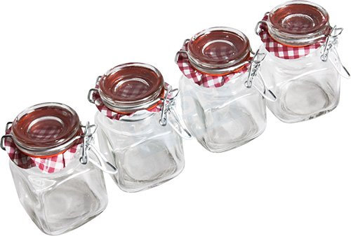 Set of 4 Traditional Kilner Glass Clip Top Spice & Herb Storage Jars Airtight