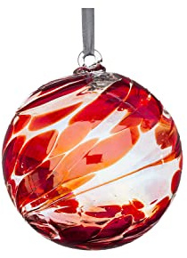 Sienna Glass July Birthstone Friendship Ball – 10cm Handcrafted Ruby Glass Ornament – Gift Boxed Hanging Decoration – Unique Handmade Keepsake for Birthdays, Home, Garden