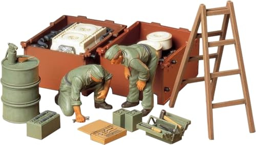 Tamiya 300035180-1:35 Diorama-Set Deutsche Panzer Instandsetzungs (2), Nachbildung, Plastik Bausatz, Basteln, Modellbausatz, Zusammenbauen, unlackiert