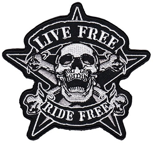 Live Free Ride Free Aufnäher Bügelbild Iron on Patches Applikation Biker Totenkopf Chopper