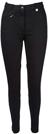 Pantaloni da equitazione elasticizzati morbidi neri unisex per bambini - Nero, 56 cm (7-8 anni)