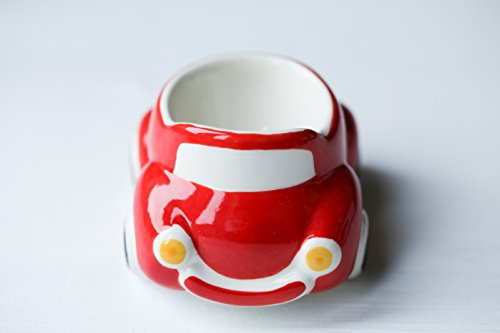 Hand-Painted Cute Retro Style Ceramic Egg Cup Holder Red Car Cups