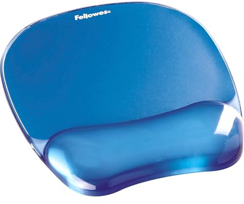 Fellowes Mauspad mit Handgelenkauflage Crystals - Mauspad mit Gelkissen - ergonomisches Mauspad - Gaming Mousepad - Handballenauflage - Farbe: blau