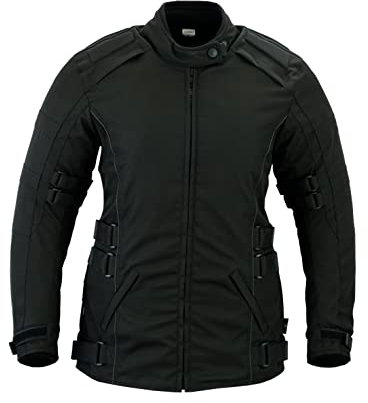 Texpeed Motorradjacke damen mit protektoren - Motorrad Motorroller Biker Wasserdicht Jacke Mit Rüstung (EN 1621-1) Schwarz - XL