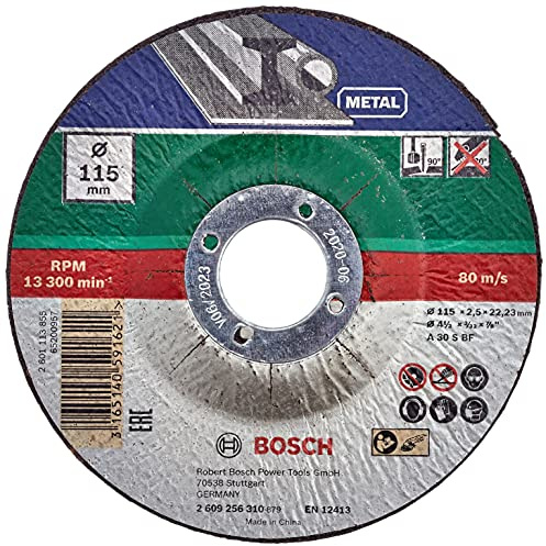 Bosch Accessories 2609256310 Disque à tronçonner à moyeu déporté pour Métaux Diamètre 115 mm Diamètre d'alésage 22/23 Epaisseur 2,5 mm