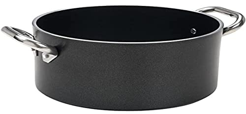 Ollas Agnelli Alblack Alta Cazuela, de Aluminio, de Espesor 5 mm, con 2 Asas en Acero Inoxidable, Negro, 1,7 litros