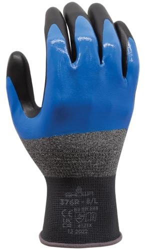 SHOWA 376R, Nitrilschaum, Nitril – Beschichtung, Mehrzweck, Dunkelgrau / Grau / Blau / Schwarz, 6/S