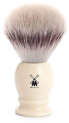 MÜHLE Classic Large Faux Ivory Silvertip Fiber Shaving Brush - Synthetic Luxury Shave Brush for Men, Rich Lather