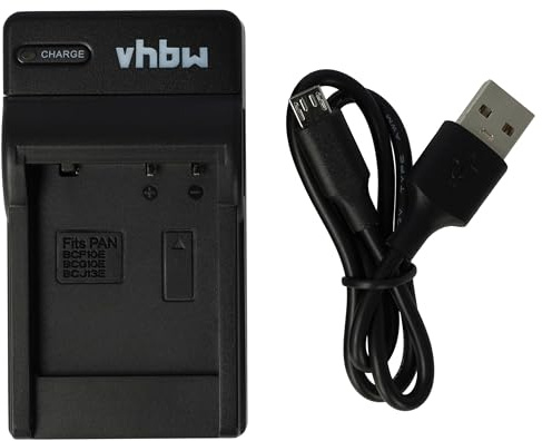 vhbw Chargeur USB-C Compatible avec Panasonic DMW-BCF10 | DMW-BCF10E, DMW-BCG10, DMW-BCG10E, DMW-BCJ13, DMW-BCJ13E caméra + câble USB-C + témoin de charge