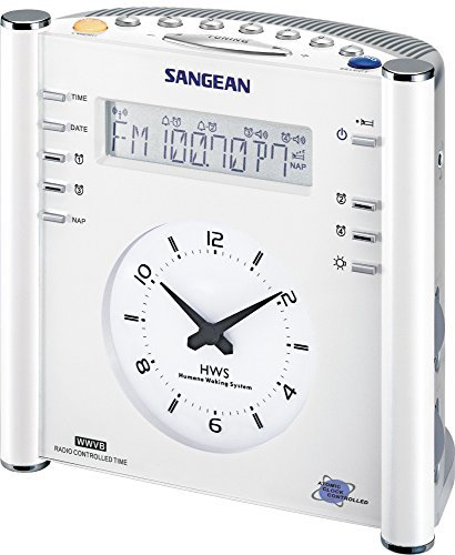 Sangean RCR-3 Am/FM Atomic Digital/Analógico Radio Reloj (Blanco), Talla única