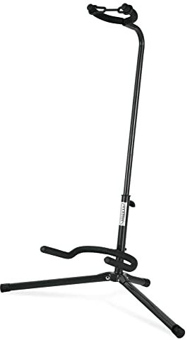 Classic Cantabile Gitarrenständer - Universal Gitarrenständer für Konzertgitarre, Westerngitarre, E-Gitarre, E-Bass - Gepolsterte Auflage - Klappbarer Gitarrenständer - Schwarz