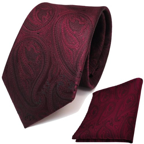 TigerTie Schicke Designer Krawatte Designer Einstecktuch in Paisley gemustert