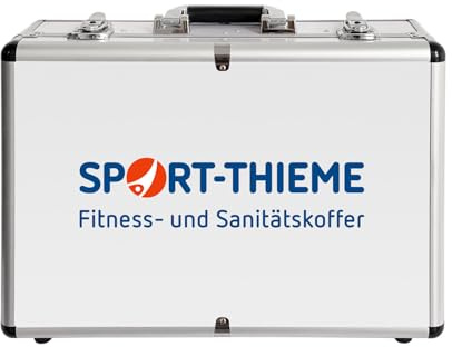 Sport-Thieme Erste-Hilfe-Koffer mit Inhalt | Alu Sanitätskoffer für Fussball, Handball, Sport | Befüllt nach DIN 13160 + Kühlspray | Variable Fachaufteilung | 45x32x14 cm | 5,5 kg