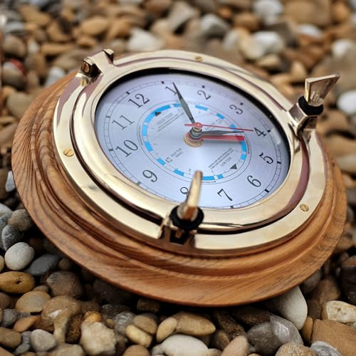 Nagina International Brass Porthole Time and Tide Clock
