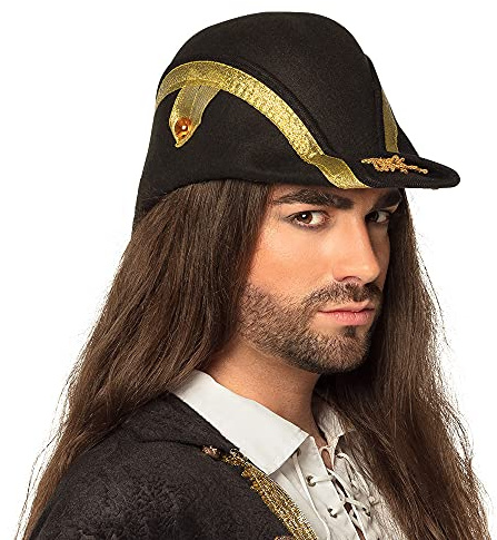 Boland - Piratenhut Admiral Bicorne, 59 cm | Schwarze Mütze für Pirat und Seefahrer Kostüme, Karneval, Mottoparty und Halloween