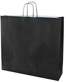 Papiertragetaschen mit Kordel extra groß 54 + 14 x 50 cm (100 Stück, SCHWARZ)