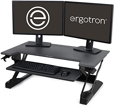 Ergotron – WorkFit-TL Standing Desk Converter, Dual Monitor Sit Stand Desk Riser for Tabletops – 95 cm Width, Black (33-406-085)