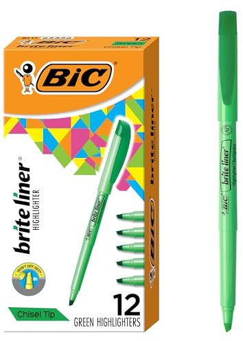 BIC Brite Liner Highlighter, Chisel Tip, Green, 12-Count (BL11-GREEN)