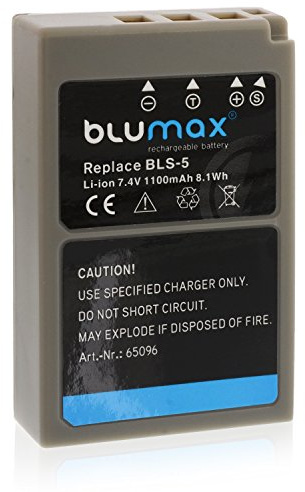 Blumax Professionelles Set für Olympus BLS-1 5 (1100 mAh, 100% kompatibel mit Chip)