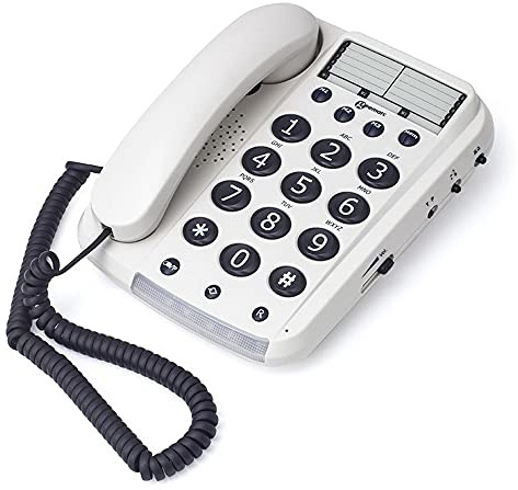Geemarc Dallas 10 - Téléphone Fixe Amplifié avec Touches de Numérotation Rapide et Bouton de Contrôle du Volume pour Personnes Âgées - Compatible avec Aides Auditives - Faible Perte d’Audition