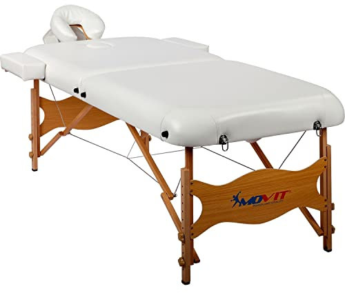 MOVIT Deluxe Massageliege inkl. Tasche, XXL Breite 80 cm, 8 cm Polsterung, Vollholzgestell, Farbwahl, schadstoffgeprüft, weiß