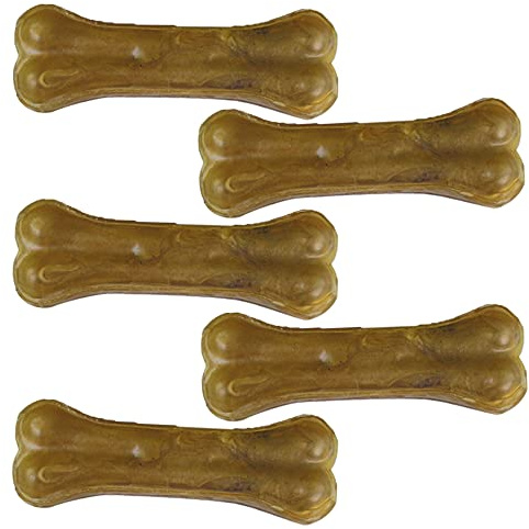 Schecker Hundeknochen - Kauknochen aus Rinderhaut - 5 Stück á 13cm, ca. 300g - splittert Nicht - 1. Wahl - sauber gepresst
