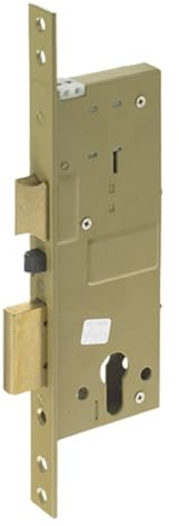 Serratura Elettrica Da Infilare Per Porta Legno Art. 581 Con Ritrazione Scrocco E Catenaccio Azionati Dalla Chiave, Dal Pulsante Meccanico E A Distanza Mediante Impulso Elettrico A Basso Voltaggio (15W-12V). Frontale 23 Mm, Catenaccio 2 Mandate. Finitura