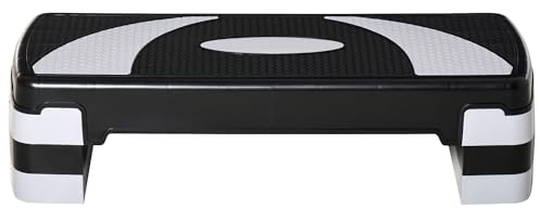 HOMCOM Stepper Fitness Aérobic Hauteur réglable 10/15/20 cm Surface antidérapante 80 x 31 x 20 cm Noir Gris