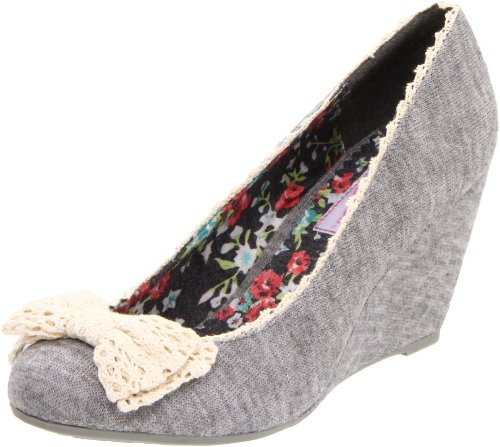 Sugar Women's Hob Knob Wedge Pump, Grey, 6 UK
