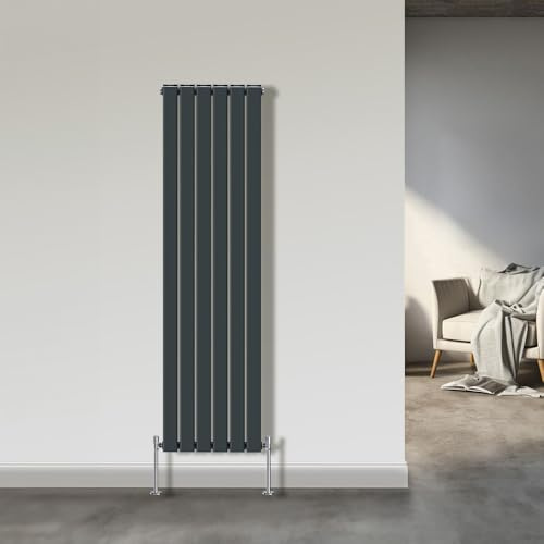 NRG Modern Vertical Radiator Bathroom Anthracite Flat Panel 1800x408mm | Central Heating, Designer Radiator, Mild Steel, Wall Mounted, Double Panel, for Bathroom, Kitchen, Living Room, Hallway