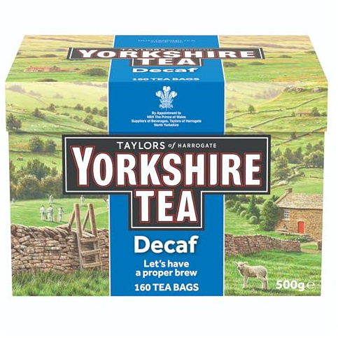 Yorkshire Tea Koffeinfritt - Uppfriskande och Stark, Svart Koffeinfritt Te - Traditionellt Brittiskt Te - Ansvarsfullt Inköpt - 160 Tepåsar