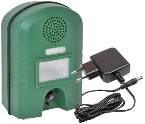VOSS.sonic 2800 Repelente ahuyentador de Animales con Cable Adaptador, ahuyenta Gatos, Perros, roedores, Aves y Animales Salvajes con ultrasonido y Flash Luminoso