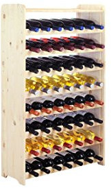 Casier à bouteilles/Étagère à vin OPTIPLUS, modéle 2, avec niveau de rangement, en bois de pin non traité, pour 56 bouteilles - H 118 x L 72 x P 26,5 cm