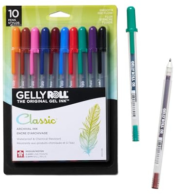 SAKURA Gelly Roll Gel Pens - Medium Point Ink Pen for Journaling, Art, or Drawing - Assorted Colored Ink - 10 Pack