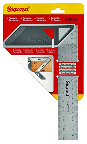 Starrett K53M-200-S - Squadra da falegname in Acciaio inossidabile