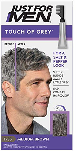 Just for men Touch of Grey, Medium Brown Hair Dye for a Natural Salt & Pepper Look, T35