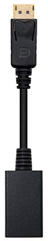 NANOCABLE 10.16.0502 - Conversor DisplayPort a HDMI, DP/M-HDMI A/H, macho-hembra, negro, 15cm