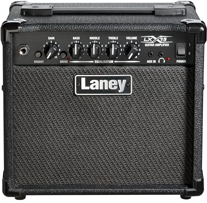 Laney LX15 Amplificatore di chitarra elettrica - AMP da 15 W, interruttore di azionamento, EQ a 3 bande, input Aux- AMP portatile compatto per principianti - nero