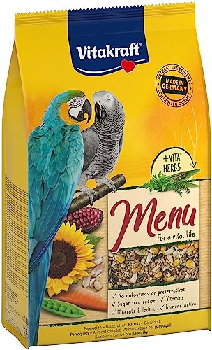 Vitakraft Menü, Papageienfutter, mit Nüssen und Gemüse, mit Vitaminen und Mineralien, ohne Zusatz von Zucker (1x 3kg)