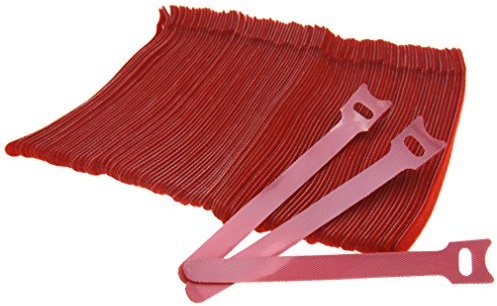 YINETTECH 100 x Red Hook And Loop Cable Ties Reusable Adjustable Cable Tidy Strap Ties
