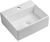 iBathUK Aventa Wall Hung Cloakroom Basin, Compact Space Wash Basin, Modern Square Ceramic Small Cloakroom Basin in Gloss White Glazed Finish, 11.5 x 34 x 29cm