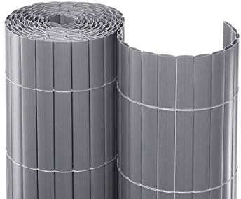 Kunststoff Balkonverkleidung 100 x 300cm in silber - Niedrige Balkon Sichtschutzmatte aus PVC 1m x 3m