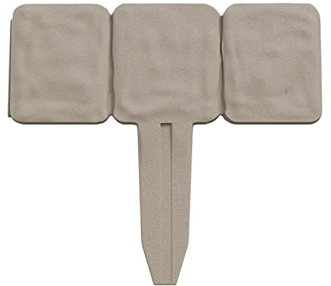 Pure Garden 82-YJ459 Garden Border-Decorative Flower Bed Edging for Landscaping-Stone Trim, 10 Piece Set of Interlocking Outdoor Lawn Stakes (8’), Tan