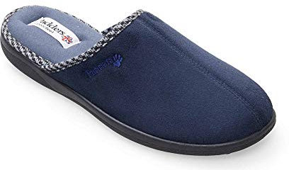 Padders Luke Wide Fitting Mens Memory Foam Mule Open Back Slippers - Navy, UK8